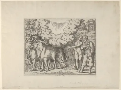A Woman Showing Bulls to a Man