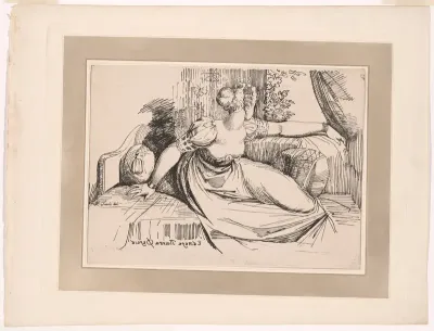 A Woman Sitting by the Window (“Evening Thou Bringest All”), from the first issue of Specimens of Polyautography