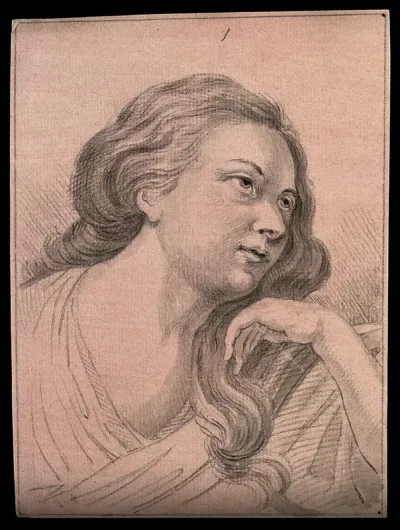 A woman, the physiognomy of whom expresses attention excited by desire