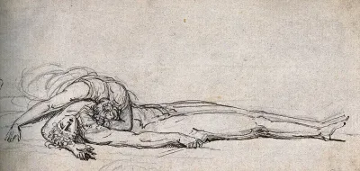 A woman weeping over her dead lover