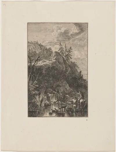 A Woman with a Horse and a Standing Man