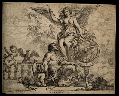 A woman with an armillary sphere; representing astrology