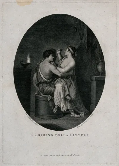 A young Corinthian girl drawing the shadow of her lover; representing the origin of painting