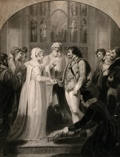 A young couple are being married in church