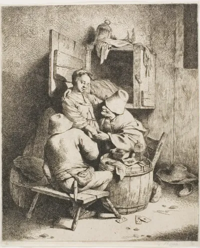 A Young Man Caressing the Young Hostess