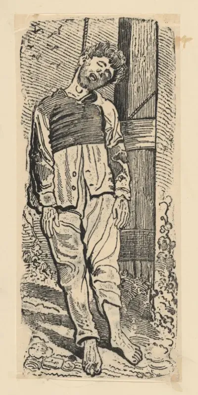 A young man hanged during the Mexican Revolution