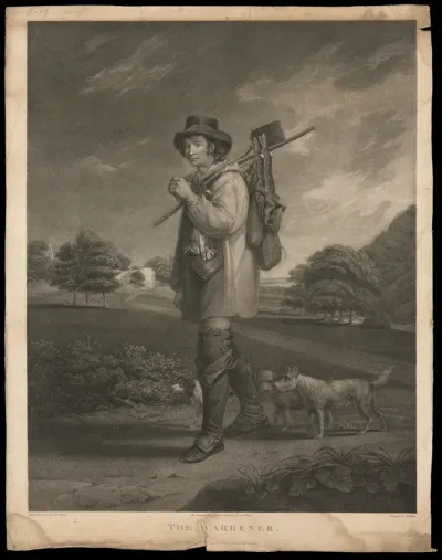 A young man returning from rabbit hunting