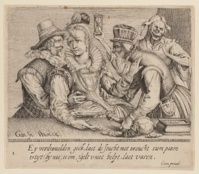 A Young Woman between a Young Man and an Old Man, from Unequal Lovers
