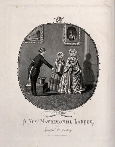 A young woman has decided to leave home and her cases are waiting by the door as the young man points to her way out