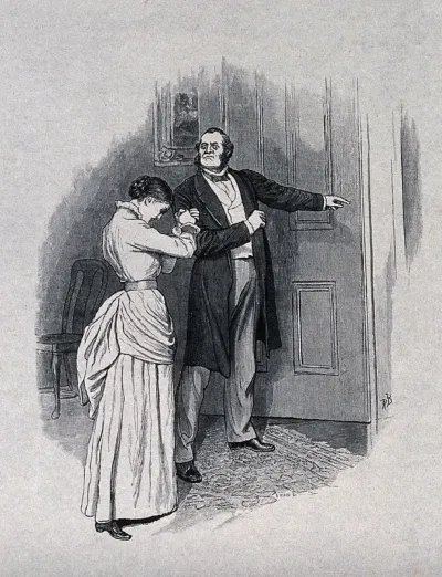 A young woman is banished from the room by her father