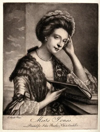 A young woman (Miss Jones) reading