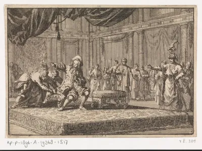 Aan de Franse gezant te Constantinopel wordt de zetel ontrukt die hij had geplaatst naast de zetel van de groot-vizier, 1677