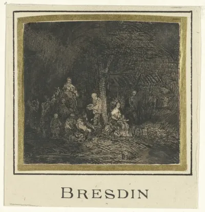 Aanbidding der herders in een stalinterieur