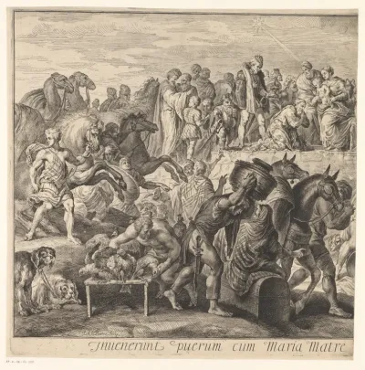 Aanbidding der Koningen (linkerdeel)