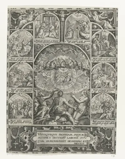Aanbidding van de heilige Drie-eenheid en de acht zaligsprekingen