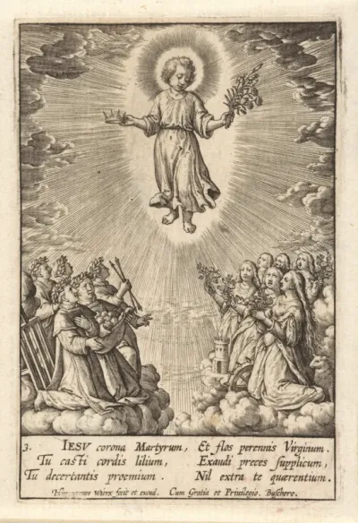 Aanbidding van het Christuskind door martelaren