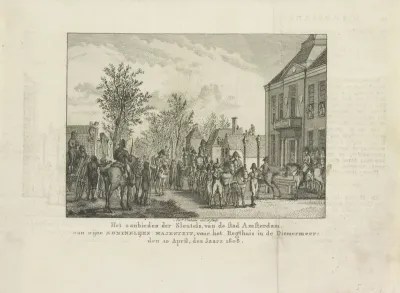 Aanbieden van de sleutels van de stad aan Lodewijk Napoleon, 1808