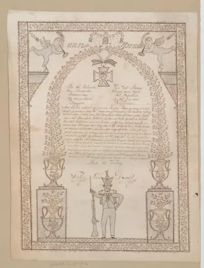Aandenken van Pieter van Drecht aan het ontvangen van het Metalen Kruis