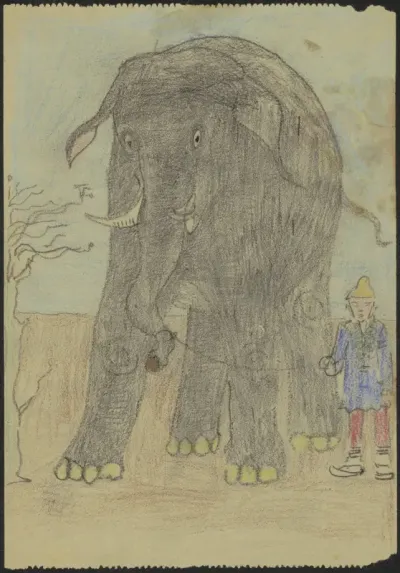 Aangelijnde olifant