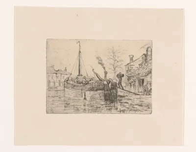 Aangemeerd schip wordt geladen