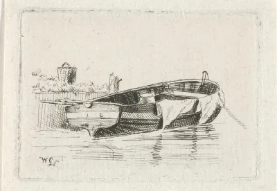 Aangemeerde roeiboot
