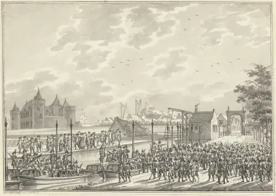 Aankomst van de gewapende Amsterdamse burgers in Muiden, 1787