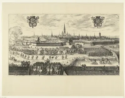 Aankomst van de stoet bij de stadspoort van Antwerpen; intocht van Ferdinand te Antwerpen in 1635 (nr. 3)
