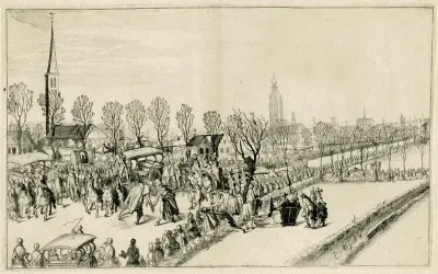 Aankomst van de vijf Spaanse ambassadeurs te Rijswijk, februari 1608