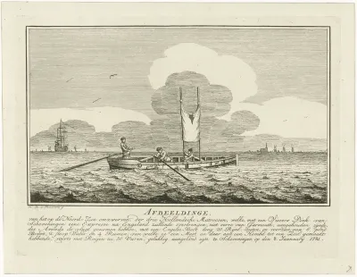 Aankomst van drie uit Engeland gevluchte Hollandse matrozen, 1781