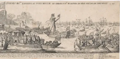 Aankomst van koningin Catharina van Braganza in Portsmouth