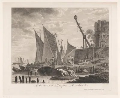 Aankomst van koopmannen in de haven