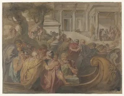 Aankomst van Odysseus en metgezellen bij Circe