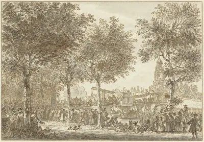 Aankomst van Willem V en Wilhelmina van Pruisen bij de Haarlemmerpoort, 1768