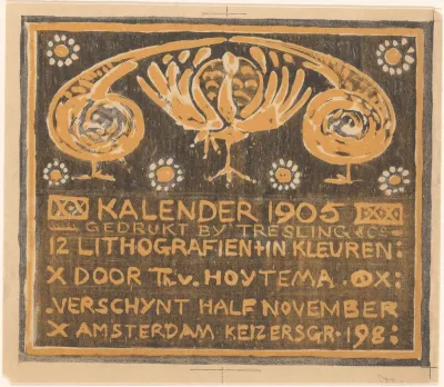 Aankondiging voor kalender 1905