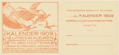 Aankondiging voor kalender 1909
