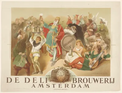 Aankondigingsbiljet van De Deli Bierbrouwerij Amsterdam