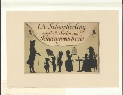 Aanprijzing van de silhouetportretten van Joseph Adolf Schmetterling