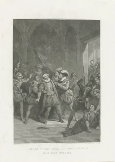 Aanslag op Willem van Oranje door Jean Jaureguy, 1582