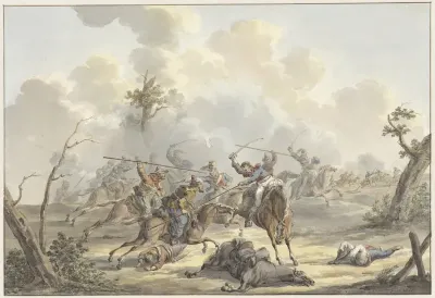 Aanval tussen Kozakken van de Krim en Franse Rijdende Artillerie