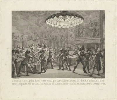 Aanval van artilleristen op de leden van het Amsterdamse stadsbestuur, 1796
