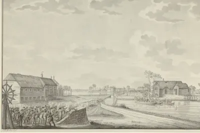 Aanval van de Pruisen onder Kolonel Van Borstel op de Duivendrechtse brug, 1 oktober 1787