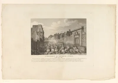 Aanvallende cavalerie in Faubourg Saint-Antoine