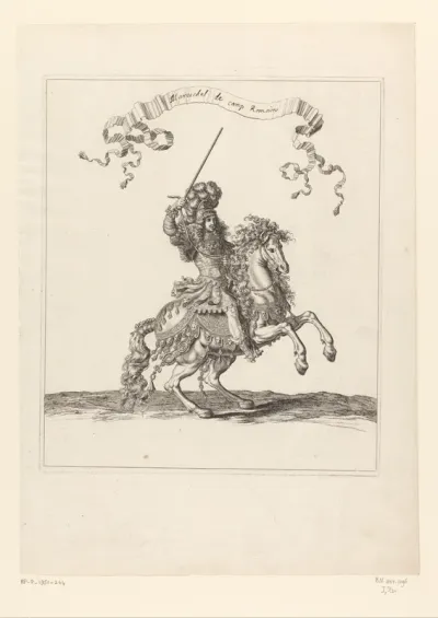 Aanvoerder te paard in Romeins kostuum