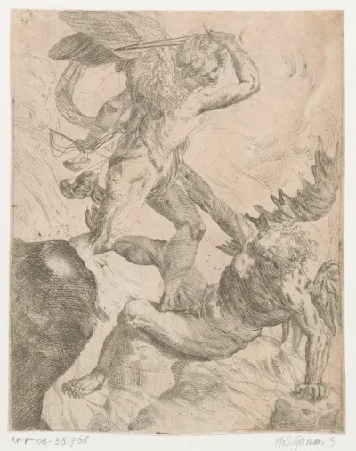 Aartsengel Michaël in gevecht met de duivel