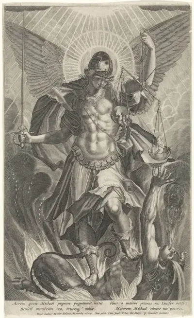 Aartsengel Michaël vertrapt de duivel