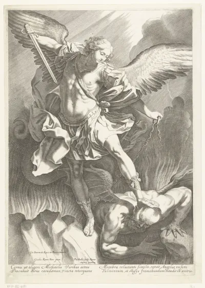 Aartsengel Michaël vertrapt Satan