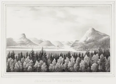 Aavasaksa Hill and Ylitornio Church, illustration for Finland Depicted in Drawings, booklets XXIV-XXVII