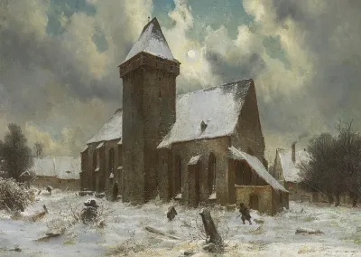Abbey church in winter (St. Michaelis in Bautzen?)