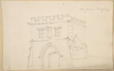 Abbey Gateway, Tewkesbury; Figure from Tomb at Great Malvern (verso)