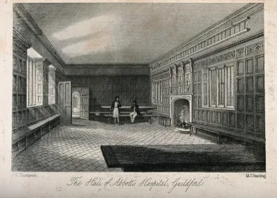 Abbot's Hospital, Guildford, Surrey: the hall interior